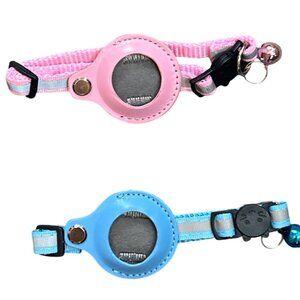 Apple AirTag Holder Adjustable Pet Collars With Bell In Pink & Blue  Secure Fit